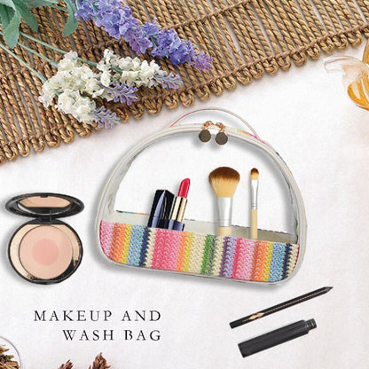 Semicircular Straw & PVC Cosmetic Bag - Waterproof Woven Travel Toiletry Organizer -dropshippingabc.com