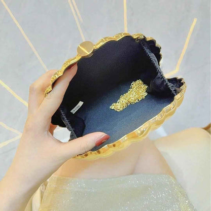 Women's Sparkly Seashell Acrylic Clutch - Metallic Evening Purse for Party & Prom