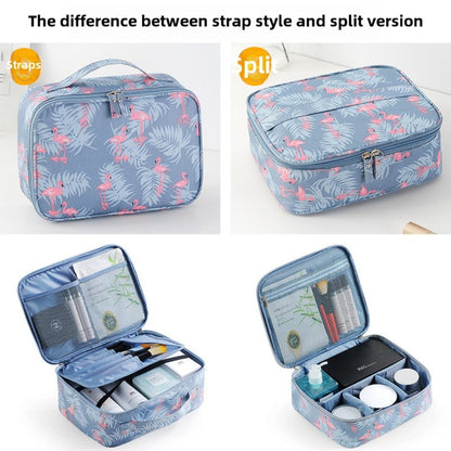 Travel Portable Large Capacity Cosmetic Bag - Printed Nylon Cosmetic Storage Case & Toilet Bag Organizer -dropshippingabc.com