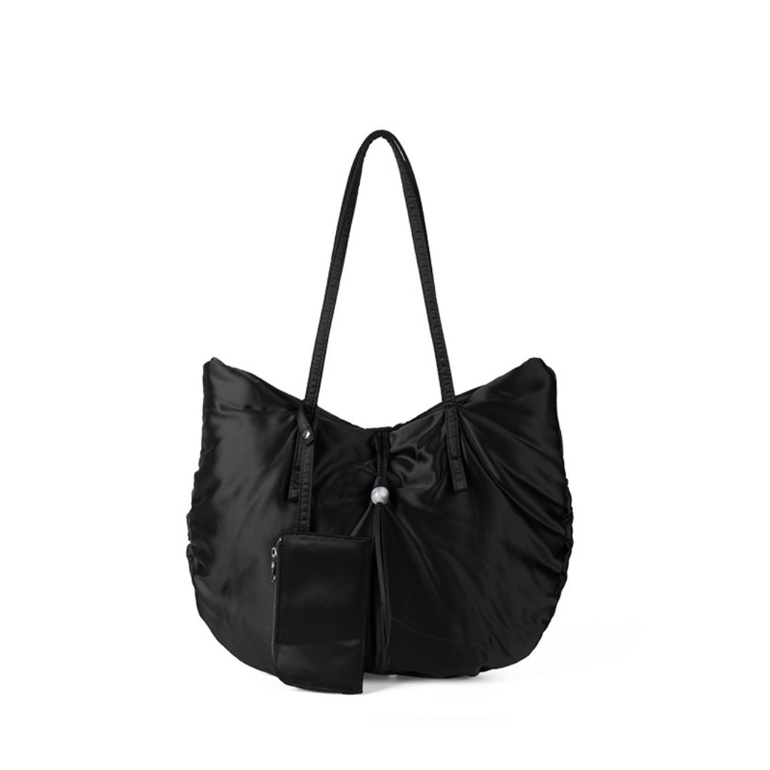 Casual Nylon Large Capacity Hobo Bag - Portable Tote for Women with Pleated Shoulder Design -dropshippingabc.com