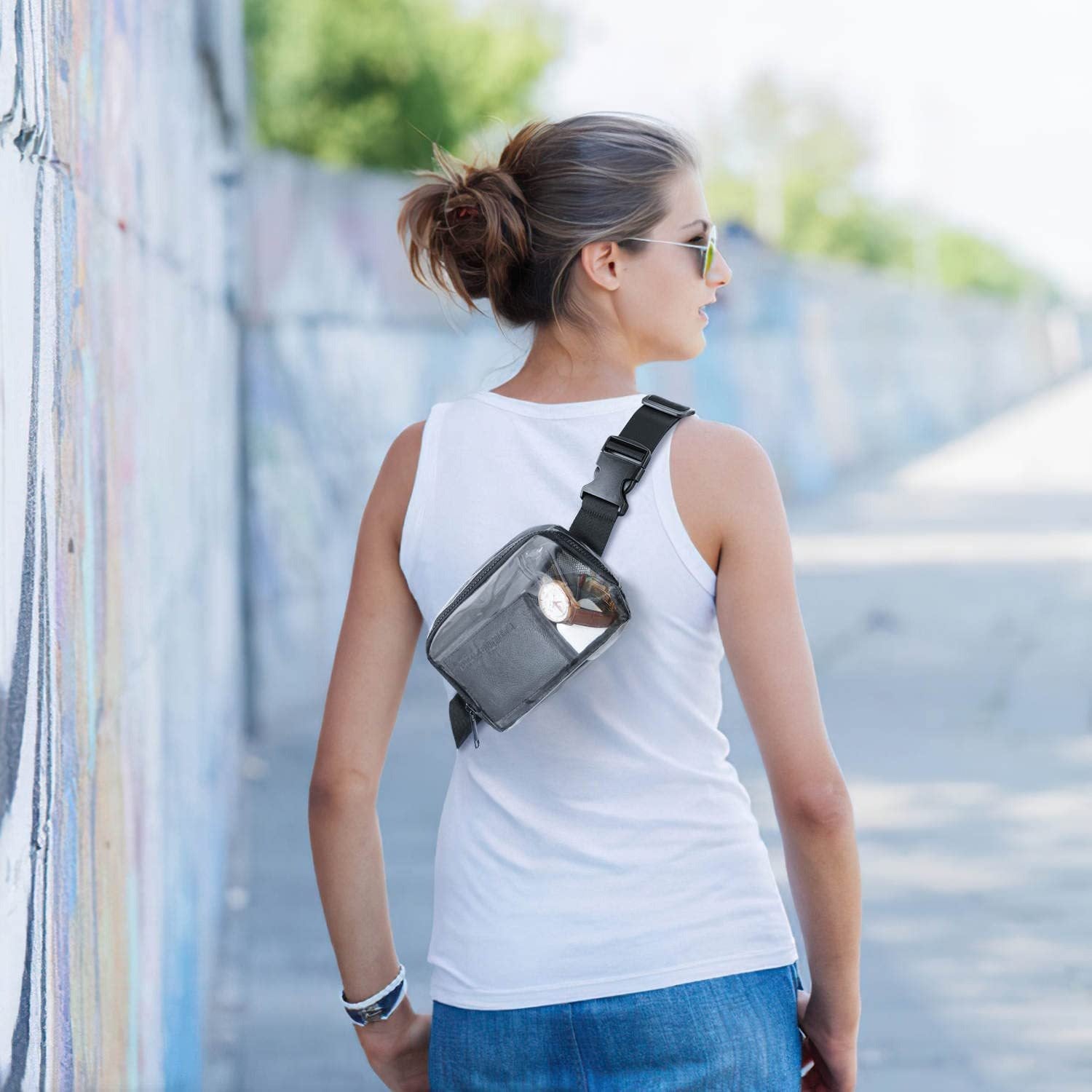 Waterproof Square Fanny Pack - Transparent Small Crossbody Belt Bag with Adjustable Strap, Stadium Approved -dropshippingabc.com