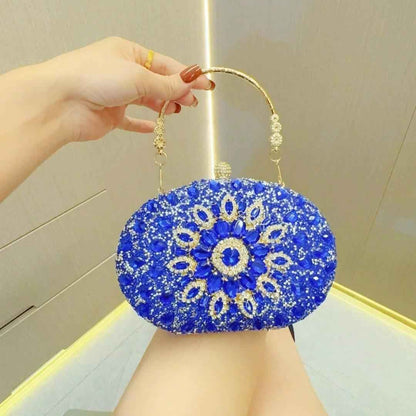 Elegant Oval Clutch Purses For Women Evening Bag Nude Purse Luxury Handbag Bride Wallet Glitter Multicolor Rhinestone Bags