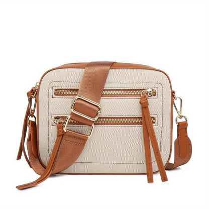 Small Crossbody Purse - Contrast Color Square Bag with Front Zipper Pockets