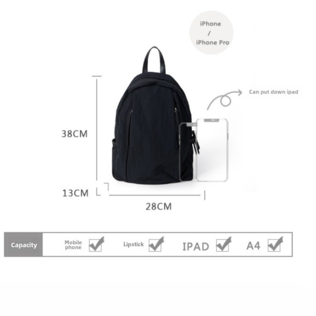 Large Capacity Nylon Backpack for Women - Lightweight Campus Travel Student Book Bag -dropshippingabc.com