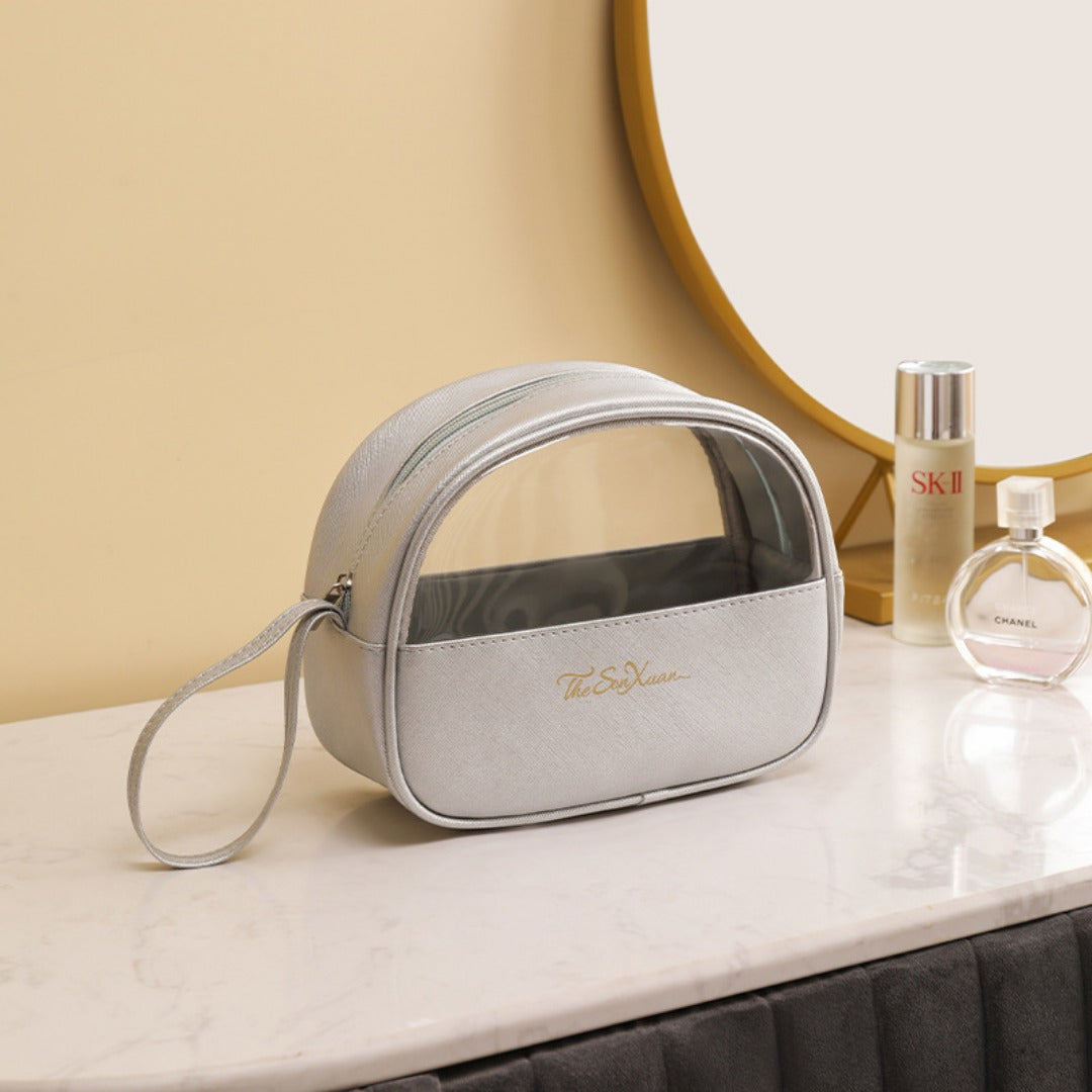 Translucent PU Makeup Bag - Large Capacity Waterproof Toiletry Organizer & Skincare Storage -dropshippingabc.com