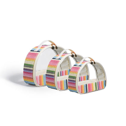 Semicircular Straw & PVC Cosmetic Bag - Waterproof Woven Travel Toiletry Organizer -dropshippingabc.com