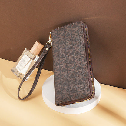 Saffiano Long Zip Around Wallet with Wrist Strap - Large Capacity Continental Clutch for Women & Men -dropshippingabc.com