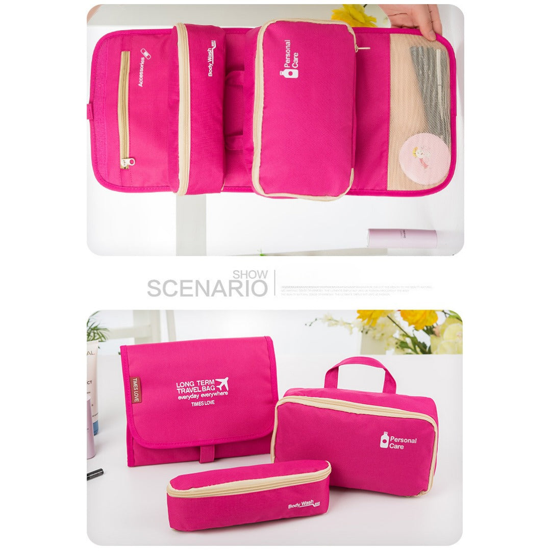 3-in-1 Outdoor Toiletry Bag - Waterproof Foldable Wash Bag with Hook for Travel Storage -dropshippingabc.com