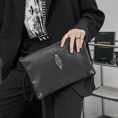 Unisex Evening Clutch Bag | Rivet Messenger iPad Wrist Bag with Detachable Strap -dropshippingabc.com