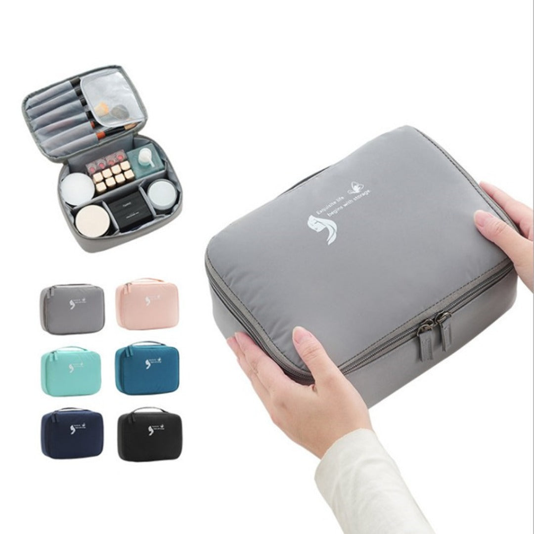 Square Waterproof Makeup Bag - Lightweight Multi-Functional Toiletry Organizer with Compartments -dropshippingabc.com