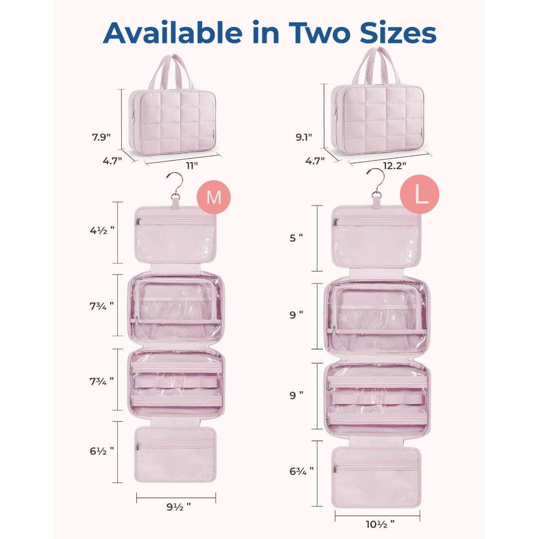 Travel Toilet Bag with Jewelry Storage - Hanging Toilet Bag & Fluffy Cosmetic Bag with Compartments -dropshippingabc.com