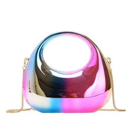 Acrylic Clutch Purse with Oval Bottom & Metal Top Handle - Versatile Chain Strap Evening Bag for Dinner & Parties
