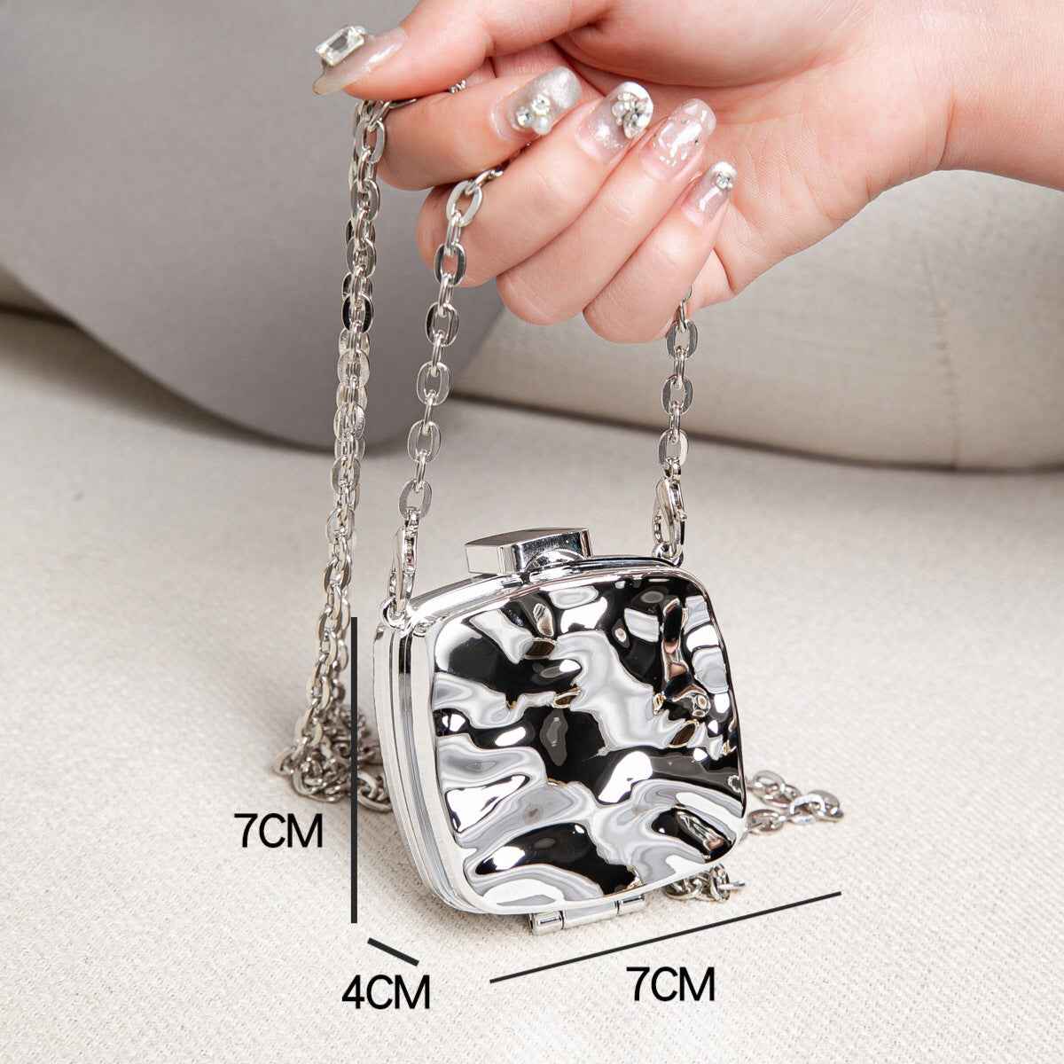 Acrylic Box Bag Summer Lady, Mini Lipstick Air Cushion Storage Bag, Mini Metallic Little Purse, Clutch Purse, Clutch Purse Casual, Clutch Purse Party, Prom Bag, evening Party Purse,