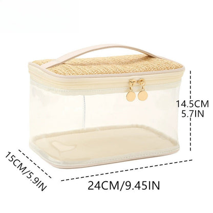 PVC Straw Makeup Bag for Women - Large Capacity Lightweight Travel Toiletry & Cosmetic Organizer -dropshippingabc.com