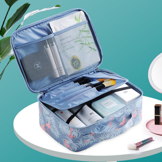 Travel Portable Large Capacity Cosmetic Bag - Printed Nylon Cosmetic Storage Case & Toilet Bag Organizer -dropshippingabc.com