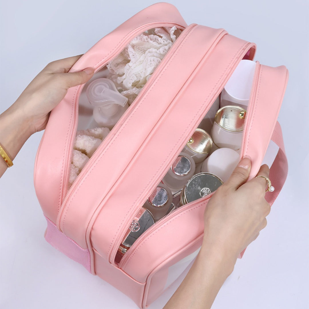 Dry & Wet Separation PVC Transparent Beach Bag - Double-Layer Portable Travel Toiletry Bag with Compartments -dropshippingabc.com