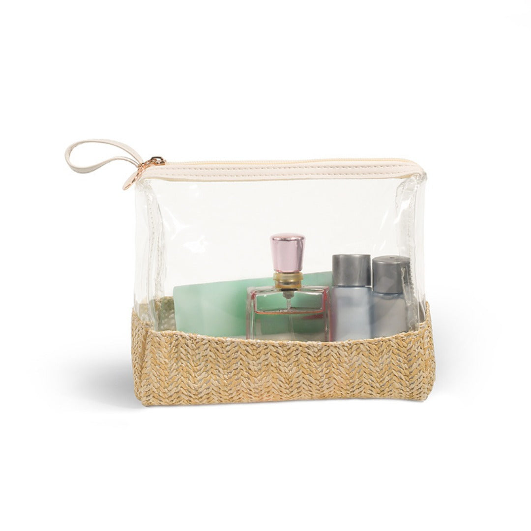 Ladies straw wristlet purse, Cosmetics storage bag transparent, toiletries storage bag, Transparent Cosmetic Bag, -dropshippingabc.com