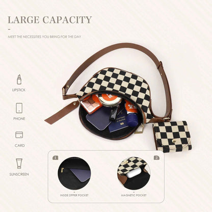 Checkerboard Chest Bag - Fashion Plaid Waist Bag & Messenger Fanny Pack for Everyday Use