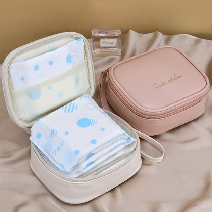Portable PU Makeup Bag - Small Cream Lipstick Envelope Carry Bag for Students & Sanitary Napkin Storage -dropshippingabc.com