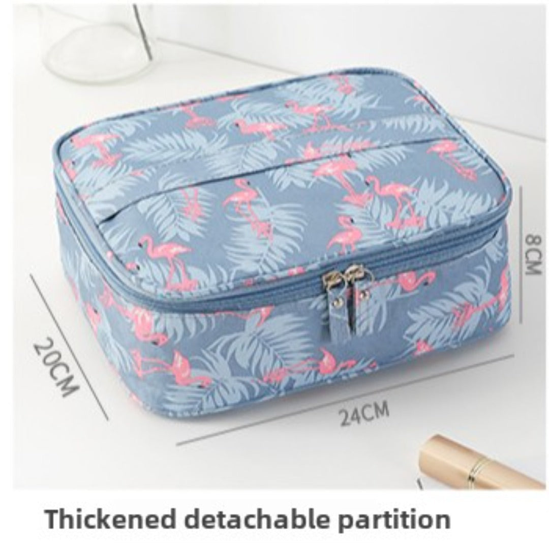Travel Portable Large Capacity Cosmetic Bag - Printed Nylon Cosmetic Storage Case & Toilet Bag Organizer -dropshippingabc.com