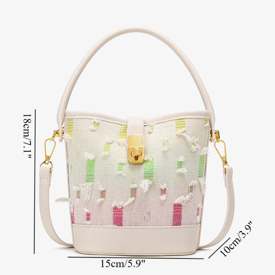 Small Casual Bucket Crossbody Bag - Washed Canvas Simple Handbag, Versatile Commuter Shoulder Tote -dropshippingabc.com