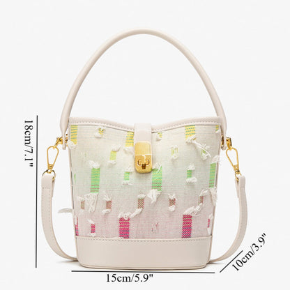 Small Casual Bucket Crossbody Bag - Washed Canvas Simple Handbag, Versatile Commuter Shoulder Tote -dropshippingabc.com