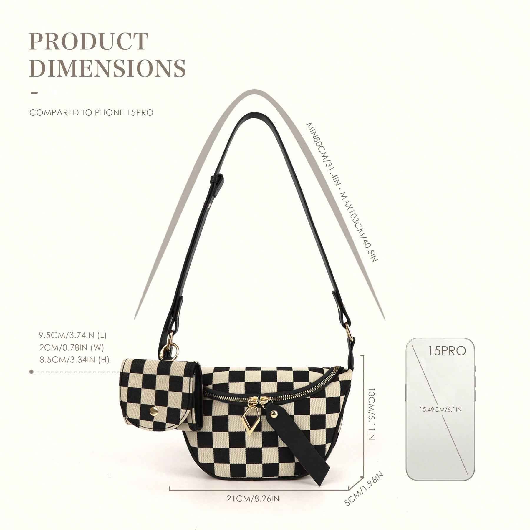 Checkerboard Chest Bag - Fashion Plaid Waist Bag & Messenger Fanny Pack for Everyday Use
