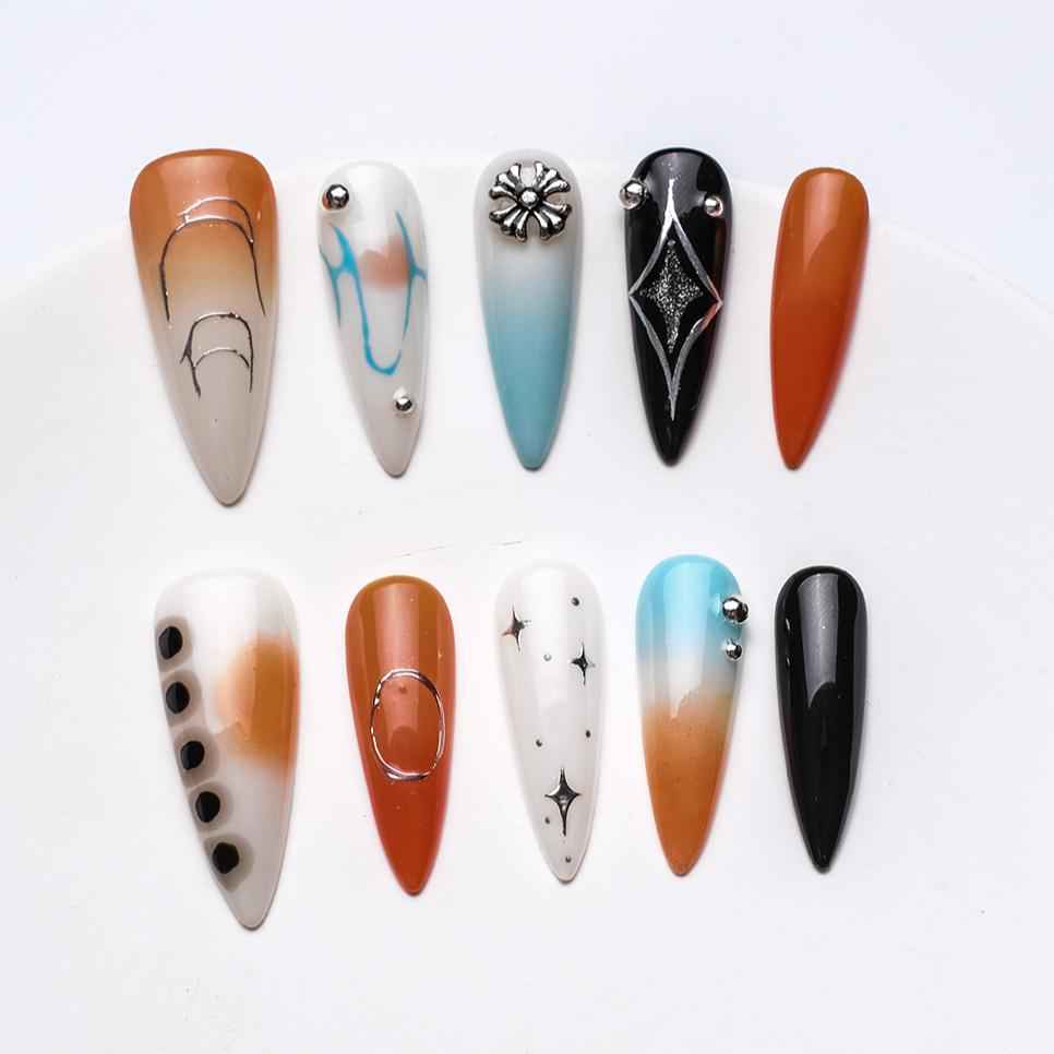 Handmade Reusable Press on Nails - Customizable False Nails for Nail Art Wear 1064