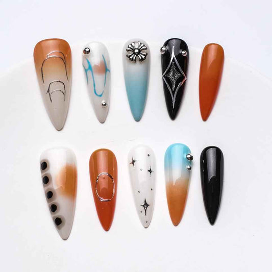 Handmade Reusable Press on Nails - Customizable False Nails for Nail Art Wear 1064