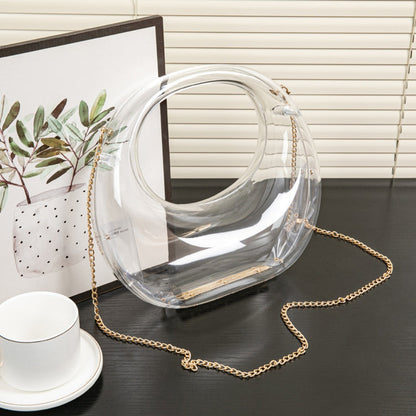 Acrylic Evening Clutch Purse - Gold & Silver Wedding Prom Bag with Chain, Stylish Makeup Clutch Box for Parties -dropshippingabc.com