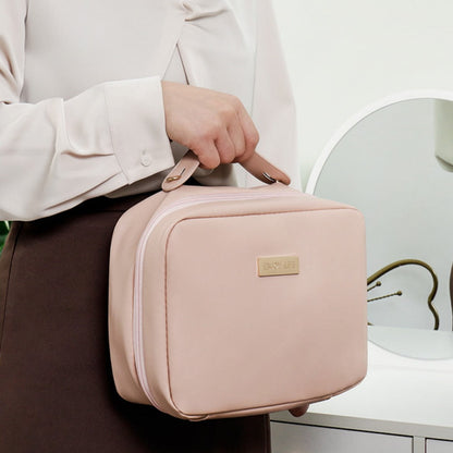 PU Square Makeup Bag - Large Capacity Portable Cosmetic Organizer with Compartments for Travel -dropshippingabc.com