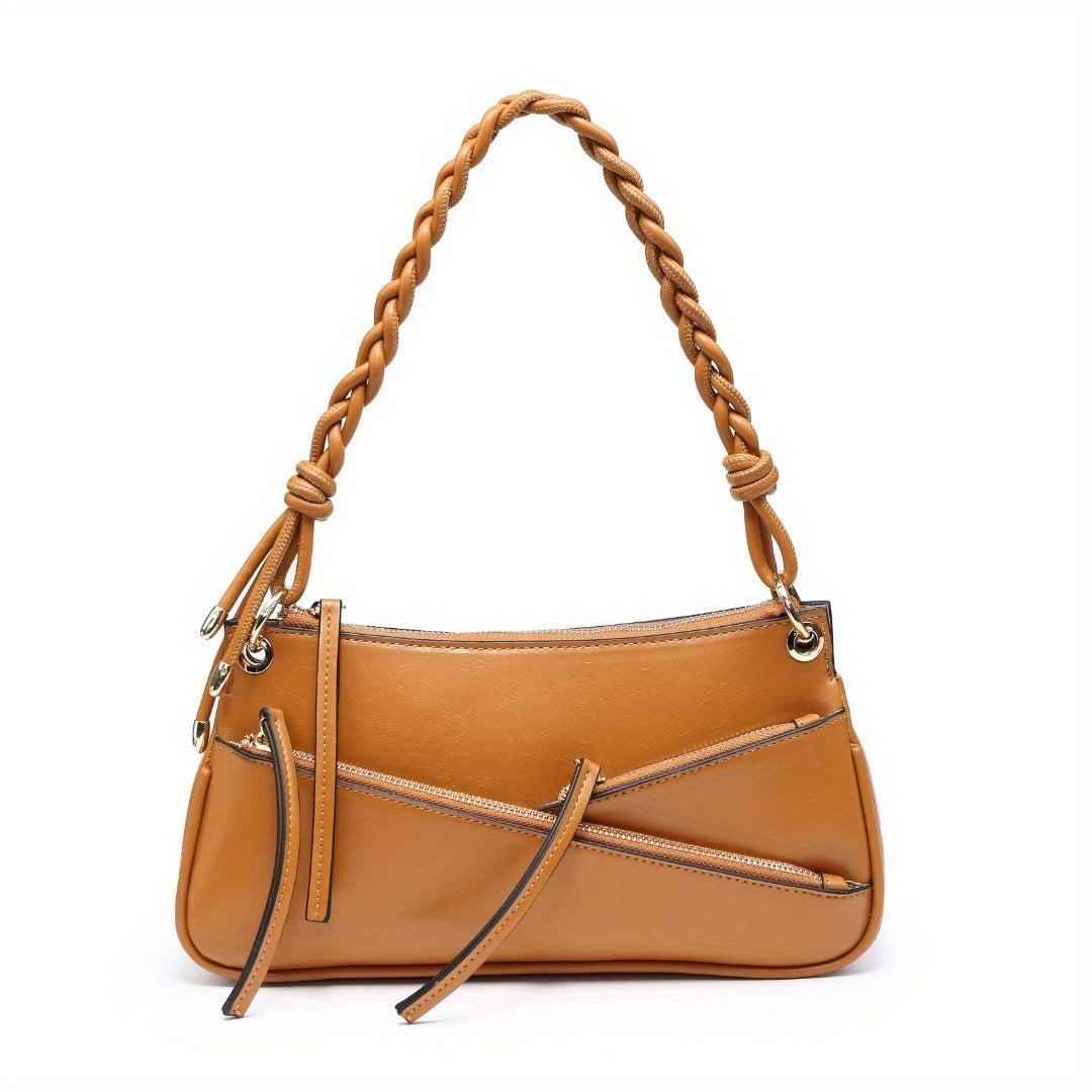 Small Shoulder Bag with Unique Handmade Woven Handle - Artisan Crafted Crossbody Purse