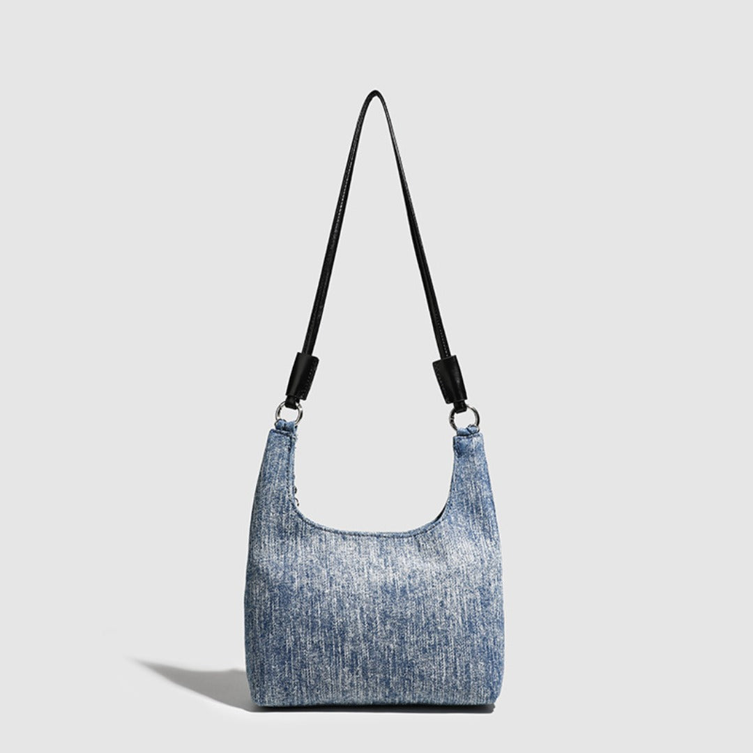 Simple Retro Small Crossbody Denim Slouch Bag - Versatile Denim Hobo Purse with Chain Strap -dropshippingabc.com