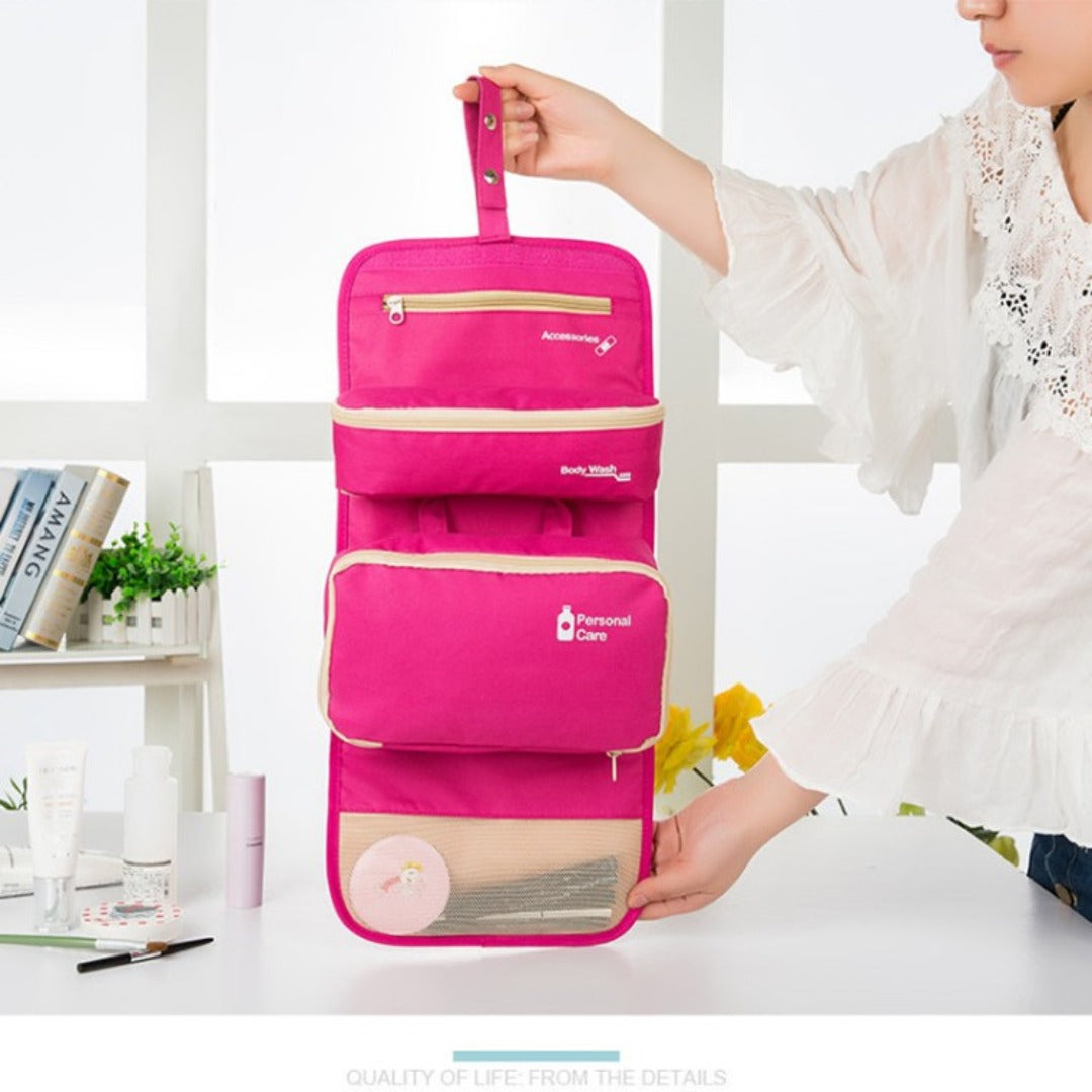 3-in-1 Outdoor Toiletry Bag - Waterproof Foldable Wash Bag with Hook for Travel Storage -dropshippingabc.com