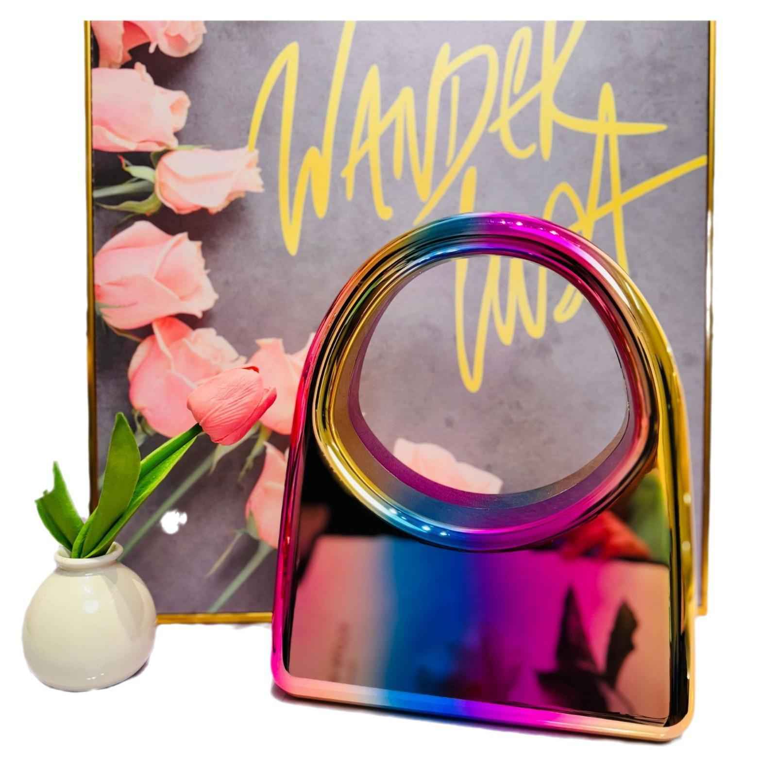 Acrylic Evening Bag with Metal Top Handle - Prom Clutch Purse with Detachable Crossbody Chain