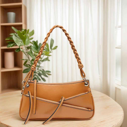 Small Shoulder Bag with Unique Handmade Woven Handle - Artisan Crafted Crossbody Purse