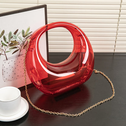 Acrylic Evening Clutch Purse - Gold & Silver Wedding Prom Bag with Chain, Stylish Makeup Clutch Box for Parties -dropshippingabc.com