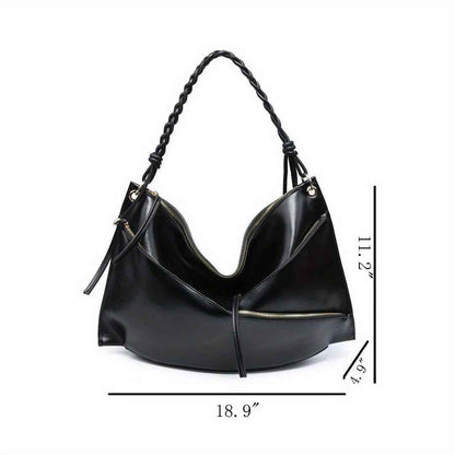 Large Shoulder Bag with Unique Handmade Woven Handle - Oversize Hobo Purse Big Capacity