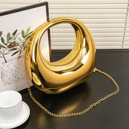 Acrylic Evening Clutch Purse - Gold & Silver Wedding Prom Bag with Chain, Stylish Makeup Clutch Box for Parties -dropshippingabc.com