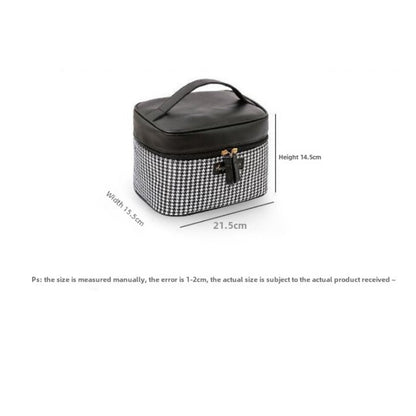 Multifunctional PU Thousand Bird Grid Makeup Bag - Large Capacity Cosmetic Case with Compartments -dropshippingabc.com