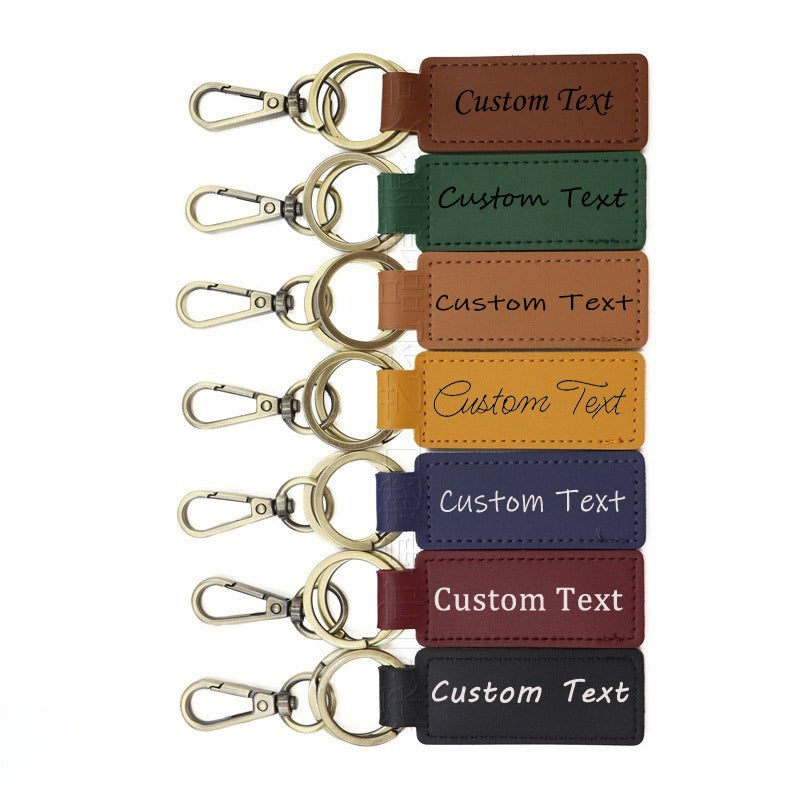 Custom Keychain, Personalized keychains, Real Leather Key Chain Holder Engrave Name Text, Customized Gifts for Men Women -dropshippingabc.com
