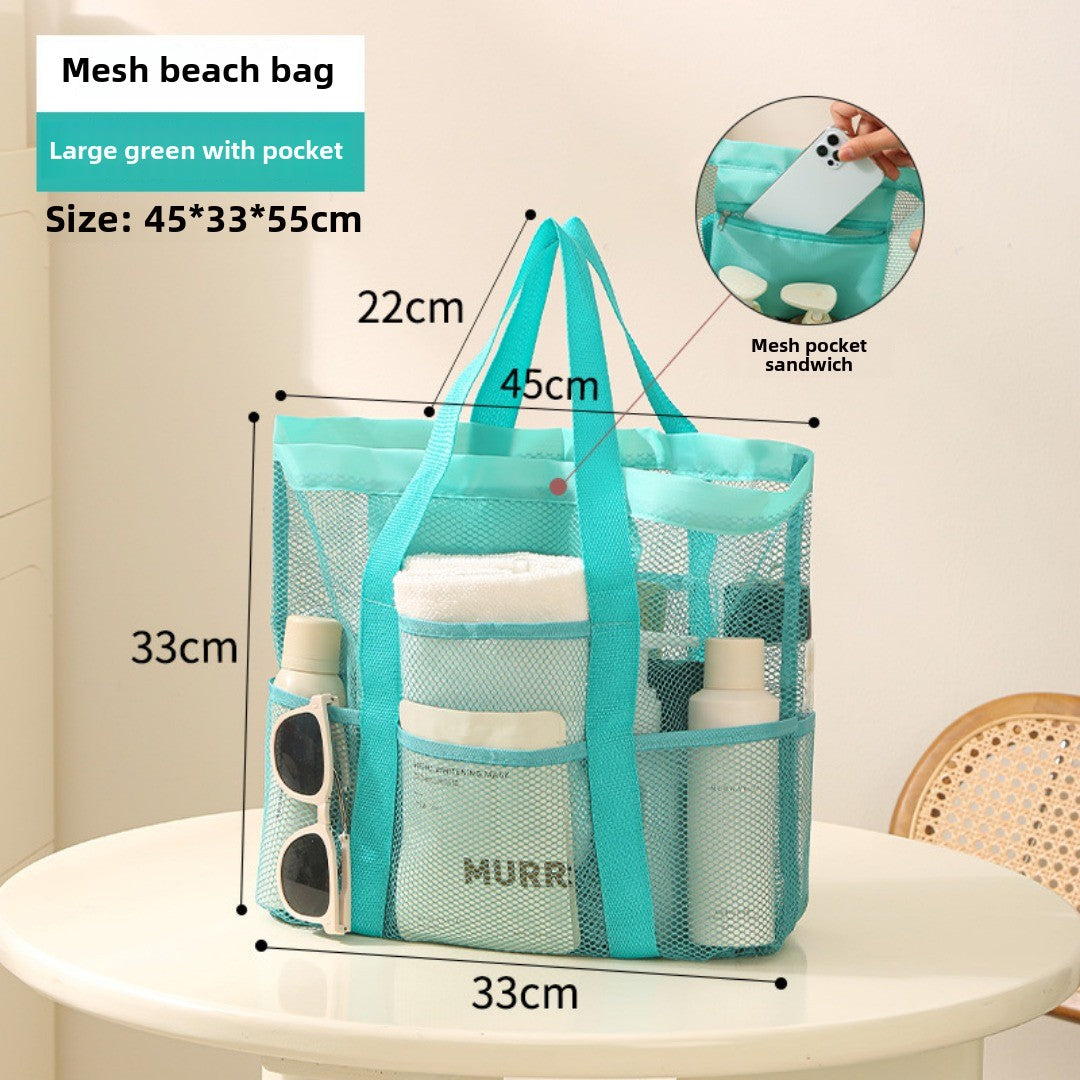 Large Capacity Mesh Shower Tote Bag - Portable Foldable Beach & Travel Bag for Wet and Dry Storage -dropshippingabc.com