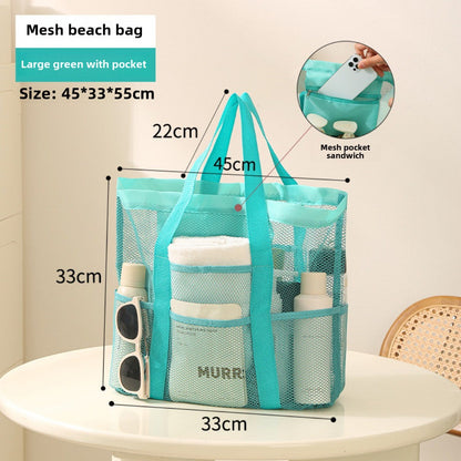 Large Capacity Mesh Shower Tote Bag - Portable Foldable Beach & Travel Bag for Wet and Dry Storage -dropshippingabc.com