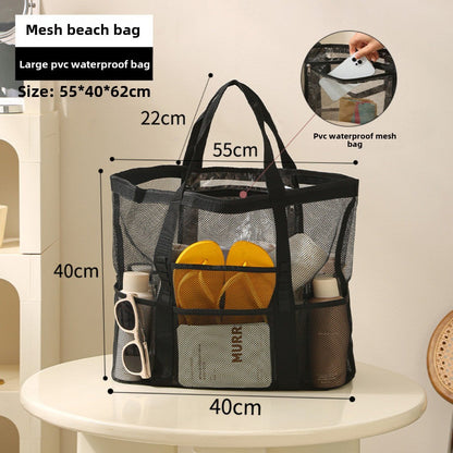Large Capacity Mesh Shower Tote Bag - Portable Foldable Beach & Travel Bag for Wet and Dry Storage -dropshippingabc.com