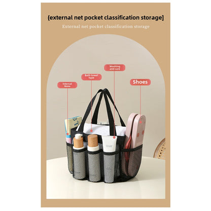 Large Capacity Mesh Shower Tote Bag - Portable Foldable Beach & Travel Bag for Wet and Dry Storage -dropshippingabc.com