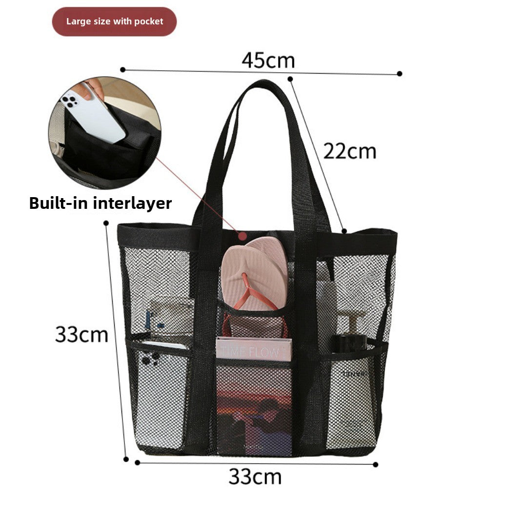 Large Capacity Mesh Shower Tote Bag - Portable Foldable Beach & Travel Bag for Wet and Dry Storage -dropshippingabc.com
