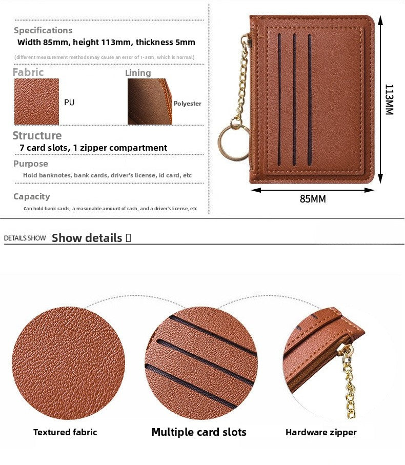 Ultra-thin new card bag for women, small and simple multi-card zipper change bag, large-capacity ID card holder, card holder. -dropshippingabc.com