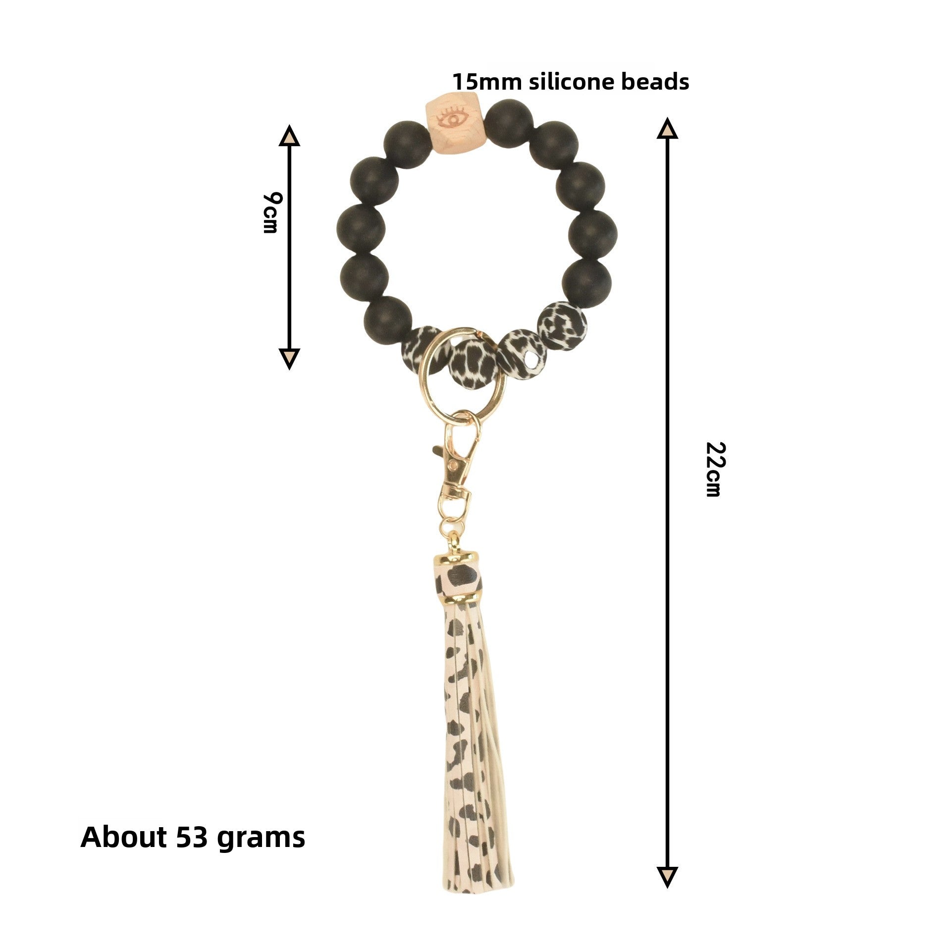 PU Tassel Keychain Women's Bag charm Silicone Beaded Keychain Wristlet Key Ring Bracelet Cute Car Key Chain Holder for Women Girls -dropshippingabc.com