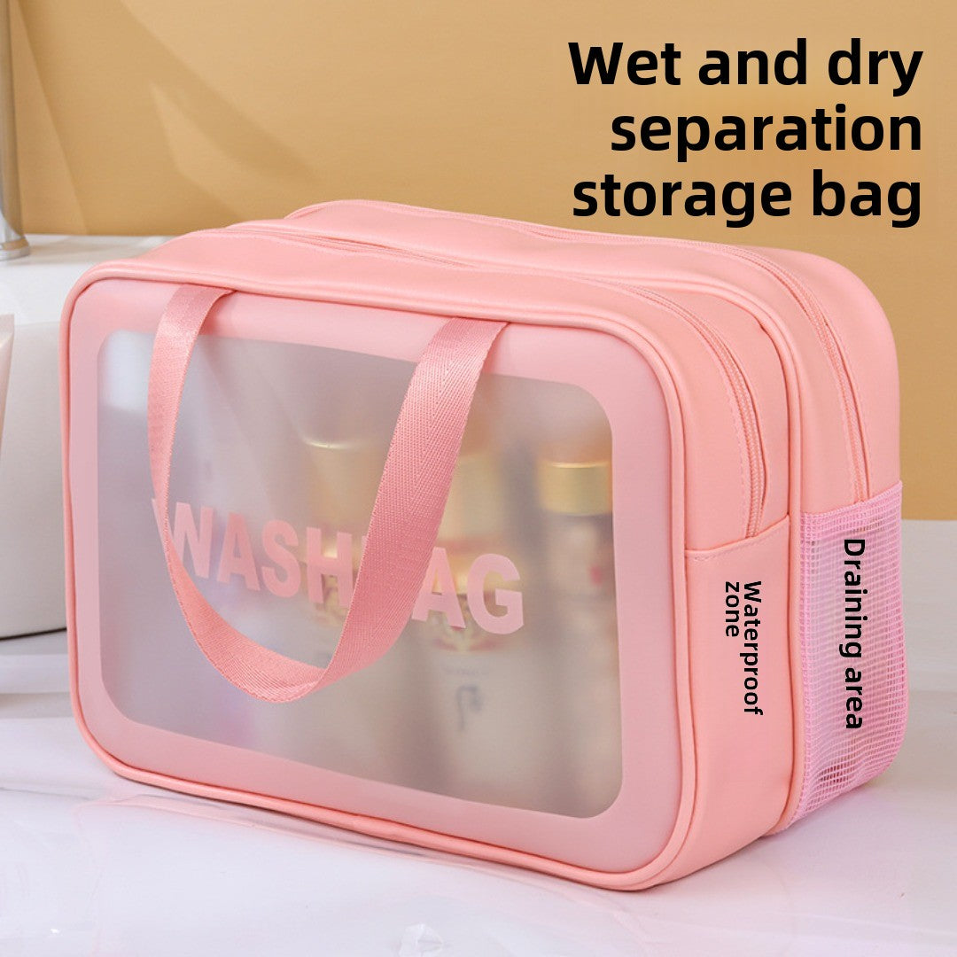Dry & Wet Separation PVC Transparent Beach Bag - Double-Layer Portable Travel Toiletry Bag with Compartments -dropshippingabc.com