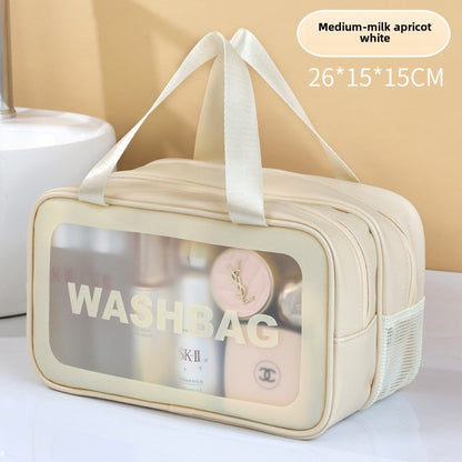 Dry & Wet Separation PVC Transparent Beach Bag – Double-Layer Portable Travel Toiletry Bag with Compartments for Makeup & Cosmetic Storage, Ideal for Organizing on-the-Go